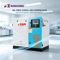 Compresseur d'air à spirale sans huile 100% électrique industriel Nanxiang 7,5 kW 10 CV 10 bars provenant d'un fournisseur professionnel