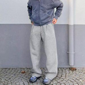 High Quality Breathable Casual Loose Straight Streetwear Pleated Sweatpants Baggy Trousers Men Technical Pants With <b>Darts</b> - Product Image 1