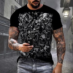 Maglietta Vintage a sublimazione t-shirt da uomo con stampa 3D con scheletro grafico Hip Hop a maniche corte alla moda Street <span class=keywords><strong>Style</strong></span> <span class=keywords><strong>abbigliamento</strong></span> da uomo - Product Image 2