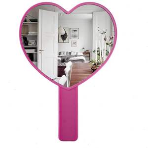 High Quality Portable Heart-Shaped Handheld Cosmetic <b>Mirror</b> Pocket Mini Personalized Custom Logo Plastic Handle <b>Makeup</b> <b>Mirror</b> - Product Image 5
