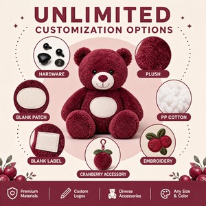 Porte-clés en peluche personnalisé Mascotte Ours Canneberge, Personnage Original de Noël, Jouet Promotionnel CPC, Cadeau, OEM ODM, Animal en Peluche - Product Image 4