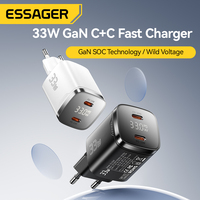 Chargeur rapide pour téléphone ESSAGER ES-CD45 avec écran numérique, double type USB C PD 33W GaN
