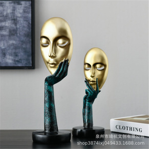 Abstract Face Sculpture Resin Craft Artistic Home Decoration <b>Desk</b> Ornament Mask Figure Decor - Product Image 2