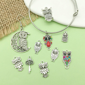Pendentif hibou en alliage d'argent antique, formes variées, accessoires de bijoux DIY pour la fabrication de bracelets et colliers - Product Image 4