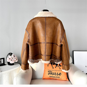 Veste courte chaude en laine d'agneau et peau de mouton pour femme, modèle JT440, nouvelle collection hiver <span class=keywords><strong>2023</strong></span>, en promotion - Product Image 6