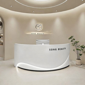 Mostrador de Recepción Curvo de Lujo, Mostrador Frontal Moderno para Salón de Belleza, Área de Recepción de Spa - Product Image 5