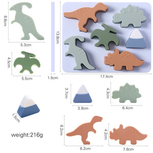 Custom High Quality New Early Brain Development Learning Toy Silicone Animal <strong>Dinosaur</strong> Shape <strong>Puzzles</strong> Set - Product Image 3