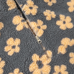 <span class=keywords><strong>Felpa</strong></span> con Cappuccio OEM di Alta Qualità con Zip 1/4, Motivo Floreale Invernale, Giacca in Pile Sherpa Calda con Zip, Felpe da Donna - Product Image 4