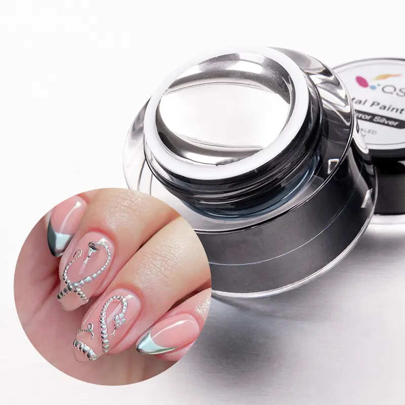 QSHY wholesale private label soak off uv led nail art metallic paint mirror silver gel polish