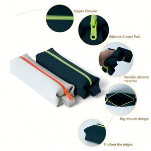 Dopp Kit Silicone Fashion for Organizer Bag <b>Heavy</b>-<b>Duty</b> <b>Zipper</b> Leak Resistance Lightweight Portable Design Charcoal Cosmetic - Product Image 3