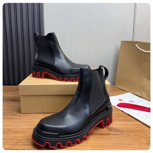 Bottes en cuir décontractées de luxe pour hommes, style western, à lacets, talon rouge, en cuir véritable, collection automne/hiver 2026 - Product Image 3