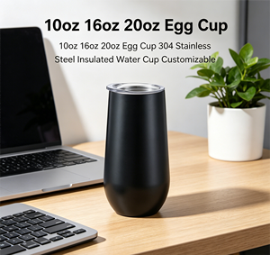 Gobelet isotherme en forme d'œuf de 6oz, 10oz, 16oz, 20oz, en acier inoxydable 304, bouteille d'eau vierge pour sublimation - Product Image 4