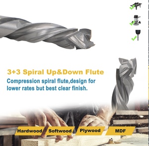 Youliketools <span class=keywords><strong>CNC</strong></span> mata <span class=keywords><strong>Router</strong></span> potongan Spiral kompresi 2/3 mata bor karbida padat seruling-<span class=keywords><strong>1</strong></span>/<span class=keywords><strong>4</strong></span> "batang - Product Image 6