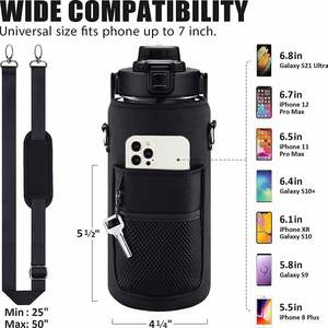 64oz / 2L Half Gallon Water <b>Bottle</b> with Storage Sleeve Camo Insulated with Carry Strap and Cellphone Holder - Product Image 5
