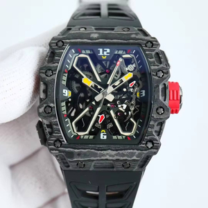 Reloj Cronógrafo de Alta Calidad con Esqueleto de Fibra de Carbono Morada y Correa de Goma Blanca - Product Image 4