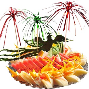 Flower Shape Bamboo Skewers Mixed Colors Disposable Cake Decorating Supplies Birthday Party <b>Decorations</b> - Product Image 4