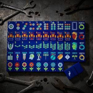 En Stock: Juego de Mahjong Americano de Lujo Motor City con Temática de Coche, Fichas Azul Medianoche de <span class=keywords><strong>1</strong></span>.5 pulgadas, Diseño de Neumático de Pistó<span class=keywords><strong>n</strong></span>, Regalo Moderno de Boutique - Product Image 1