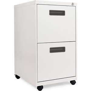 Alera ALEPAFFLG Light Gray Metal Pedestal 2 File <b>Drawers</b> 14.96 In. X 19.29 In. X 27.75 In. 2 Legal/Letter-Size File <b>Drawers</b> Left - Product Image 4