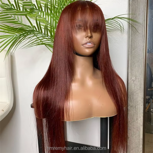 Vente en gros de perruques avec frange droite, couleur ombrée, style droit, perruque à frange superposée, perruque noire pour femmes, couleur mixte, sans colle, à porter - Product Image 2