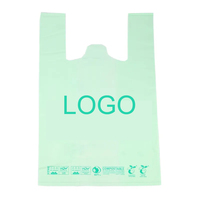 Sacs en T-shirt biodégradables avec impression de logo personnalisé, certifiés OK Compost Home, emballages en plastique PLA pour supermarchés, emballages pour glaces à emporter