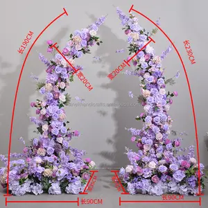 Arranjo de flores de seda para casamento, arco de flores artificiais para eventos, suporte de metal decorativo para casamento