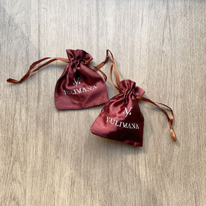 Custom Tiny Burgundy Silk Satin Jewelry Gift Dust <b>Drawstring</b> <b>Bag</b> - Logo Printed Gift <b>Bags</b> for Jewelry & Cosmetics - Product Image 3