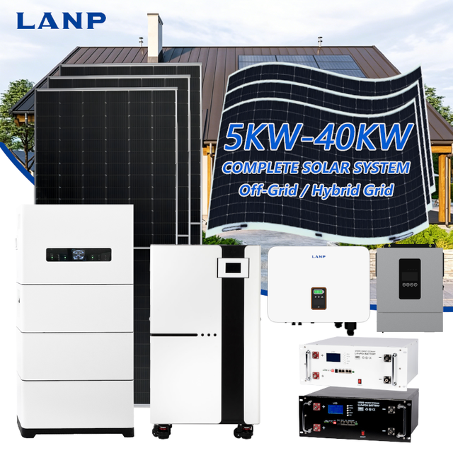 Hybrid Solar Energy System 5KW 6KW 10KW 12KW 20KW 25KW 30KW 40KW Off-Grid Complete Solar Power Panel System Kit for Home Power