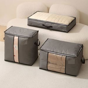 Sac de rangement pour couettes en tissu Oxford de haute qualité, grande capacité, organisateur de vêtements pour la maison, sac de rangement sous le lit avec poignée en PU - Product Image 2