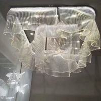 Lustre LED suspendu de style floral vintage moderne, luminaire en acrylique profilé pour hall d'hôtel, villa, salle à manger, salon