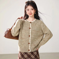 Großhandel Herbst Rundhals-Strickjacke mit Knöpfen, Loser Pullover, Einfaches Lässiges Allrounder-Oberteil