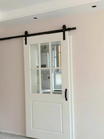 Portes de grange Qifan en bois massif et aluminium, kit de rail coulissant moderne robuste avec quincaillerie dissimulée pour salon