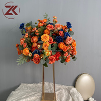 Arrangement floral en boule de fleurs orange Burt, design personnalisé ZKAI, centre de table pour mariage, événement, fête