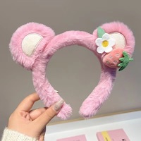 Serre-tête en peluche mignon de dessin animé pour femmes, bandeau doux en forme d'animal, accessoires capillaires pour jeunes filles, cadeau