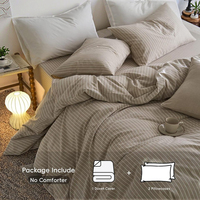Parure de lit moderne en coton lavable à 100 %, aspect lin, 200 fils, housse de couette respirante, durable, douce, confortable, pour usage domestique, vente en gros