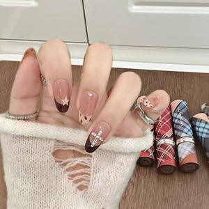 Ongles press-on <span class=keywords><strong>Aphrodite</strong></span> Isle avec motif <span class=keywords><strong>l</strong></span>éopard rose doux et mignon à paillettes étoilées, design français, entièrement faits à la main - Product Image 1