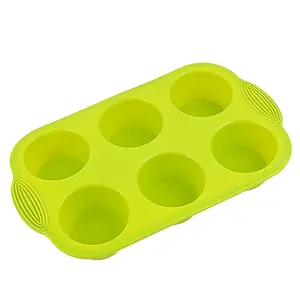 Moule à Cupcake cylindrique en Silicone antiadhésif, 6 trous, de qualité alimentaire, pour la cuisson de gâteaux