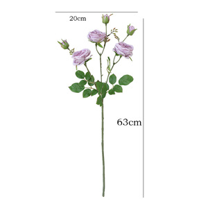 Rose artificielle de luxe à 3 têtes, style européen, pour allée de mariage et décoration intérieure - Product Image 5