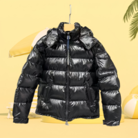 Vestes en duvet de créateurs en gros, manteaux en duvet unisexes brillants avec des designs luxueux et tendance, vestes en duvet courtes matelassées à fermeture éclair unie
