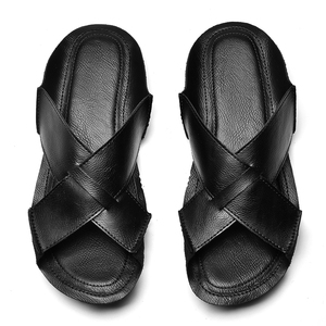 Sandalias de hombre, chanclas, zapatillas deslizantes, para caminar al aire libre, senderismo, playa, zapatos planos de cuero, sin cordones, de caña baja, transpirables, con punta abierta - Product Image 6