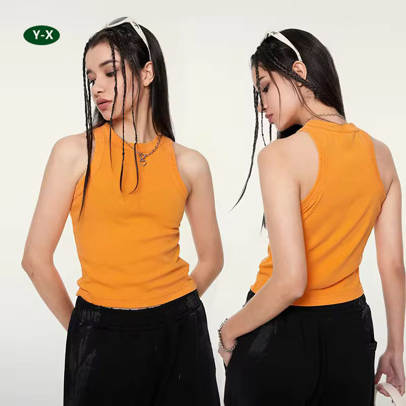 Y-XWomen's Casual Basic Sleeveless Slim Fitted Round Neck 90%Cotton 10%Spandex Tank Tee Top T Shirt