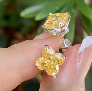 Natural <b>Citrine</b> 6x4mm Flawor Cut Vintage Wedding <b>Earrings</b> | 14K Yellow Gold Gold Plated Stud <b>Earrings</b> 2.90 Carat Women's Party - Product Image 6
