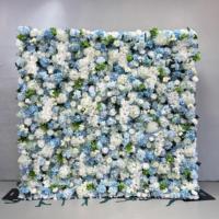 Mur de fleurs artificielles en soie bleue carrée de haute qualité, 8 pieds, pour décorations de mariage et de fête