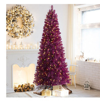 Hochwertiger Künstlicher Weihnachtsbaum 5-10ft für Innenbereich PVC mit LED-Lichtern Warmweiß Farben Rot Rosa Lila Orange Blau Weiß