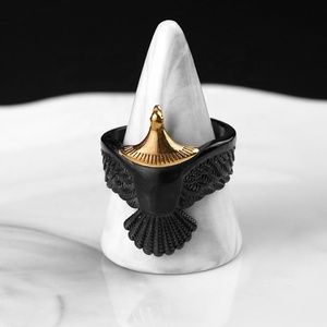 Parures de bijoux en acier inoxydable avec breloques motifs animaux Aigle, bracelets et bagues plaqués or noir de Guangzhou - Product Image 3