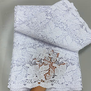قماش دانتيل أفريقي أبيض نقي عالي الجودة رائع-دانتيل حرير للحليب فرنسي مع ترتر للزفاف النيجيري - Product Image 4