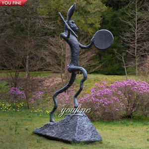 アンティークの屋外の庭の装飾真鍮の抽象的なウサギの彫刻ブロンズダンスラビットの像by Barry Flanagan - Product Image 4