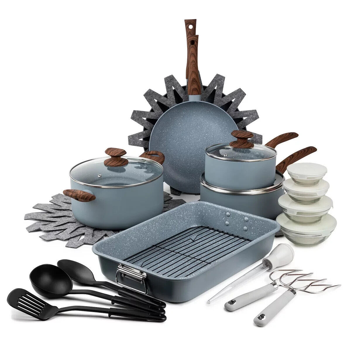 28PCS Luxury Cookware Set Nonstick Roaster Cooking Pan and Pot Set With Roaster Tools · image 6