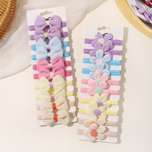 2025 nuovo commercio all'ingrosso scrunchies cravatta per capelli di colore dolce fiore legami per i capelli per i bambini del bambino blu rosa fiocco set cravatte per capelli - Product Image 3