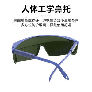 Gafas de seguridad para láser, gafas protectoras con 10% de transmitancia de luz, lentes de 2 mm, montura negra y azul para protección contra la radiación de luz - Product Image 3