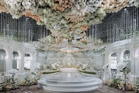 Fournitures de Mariage Voile de Plafond Décoration Scène de Mariage Fleur Artificielle Plafond Banquet Salle de Mariage